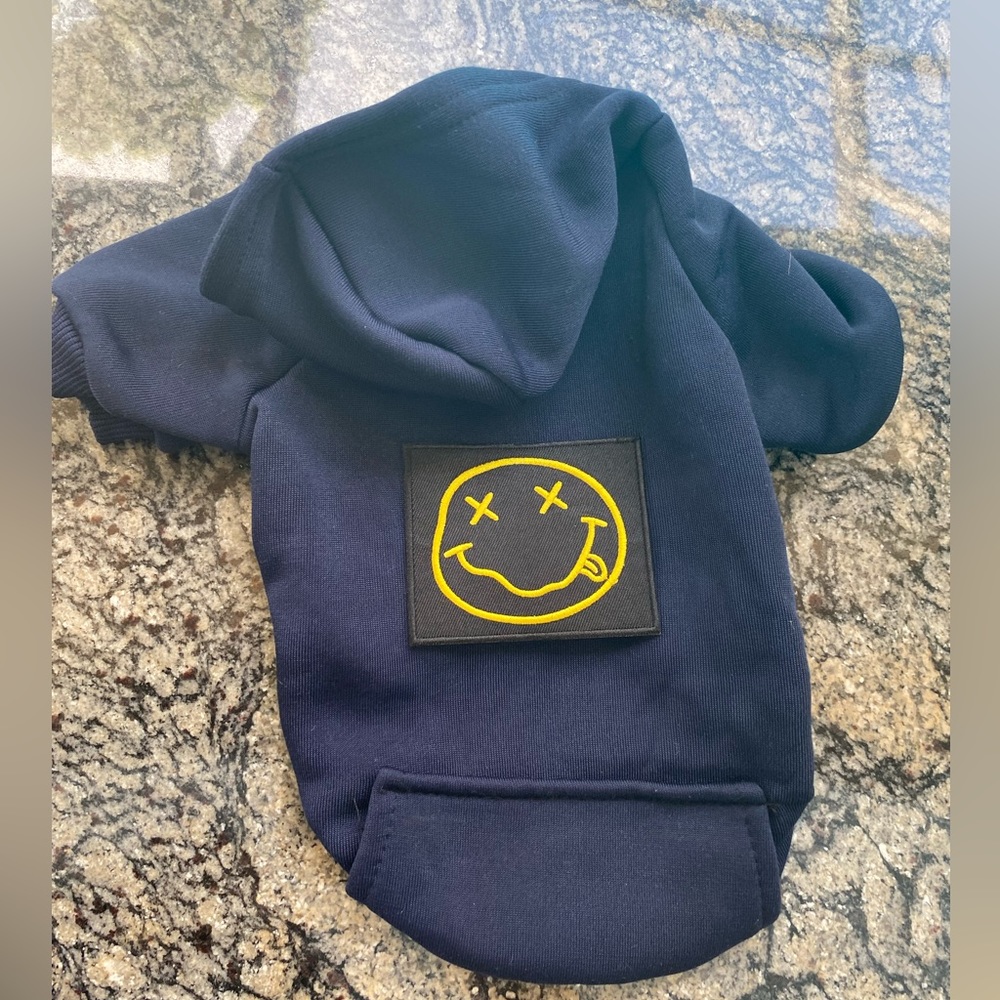 Smile nirvana rock band dog fashion sweatshirt clothes Medium ribbon